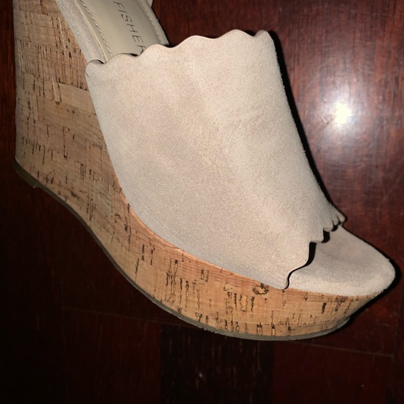 MARC FISHER SUEDE CORK ANKLE STRAP wedges WOMENS size 6 - mint ! - Picture 7 of 16